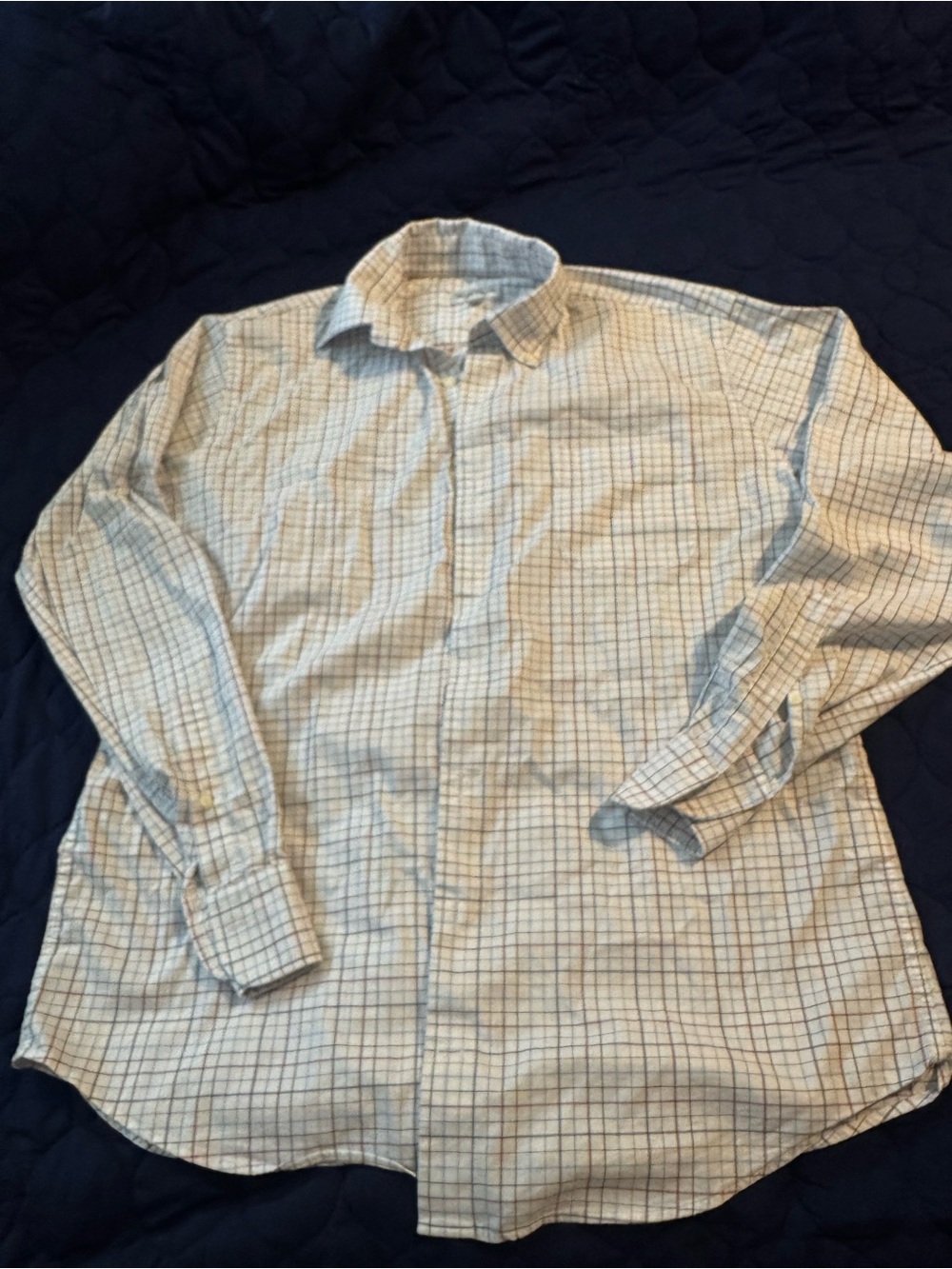Peter Millar Men's Long-Sleeve Checked Dress Shirt - White & Blue